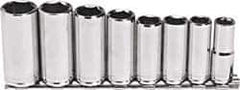 Blackhawk by Proto - 8 Piece 3/8" Drive Deep Well Socket Set - 6 Points, 10mm to 19mm Range, Metric Measurement Standard - Exact Industrial Supply