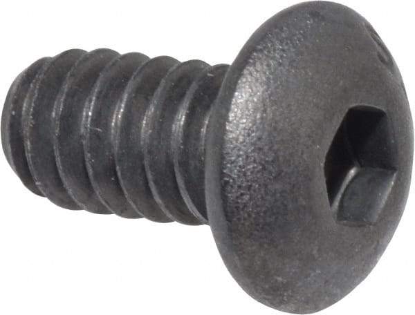 Value Collection - #10-24 UNC Hex Socket Drive, Button Screw - Alloy Steel, Black Oxide Finish, Fully Threaded, 3/8" Length Under Head - Exact Industrial Supply