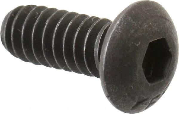 Value Collection - #10-24 UNC Hex Socket Drive, Button Screw - Alloy Steel, Black Oxide Finish, Fully Threaded, 1/2" Length Under Head - Exact Industrial Supply