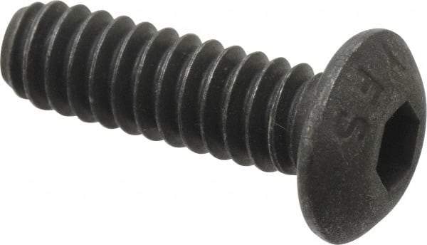 Value Collection - #10-24 UNC Hex Socket Drive, Button Screw - Alloy Steel, Black Oxide Finish, Fully Threaded, 5/8" Length Under Head - Exact Industrial Supply