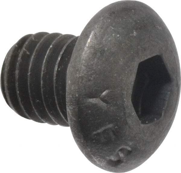 Value Collection - #10-32 UNF Hex Socket Drive, Button Screw - Alloy Steel, Black Oxide Finish, Fully Threaded, 1/4" Length Under Head - Exact Industrial Supply