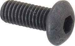 Value Collection - #10-32 UNF Hex Socket Drive, Button Screw - Alloy Steel, Black Oxide Finish, Fully Threaded, 1/2" Length Under Head - Exact Industrial Supply