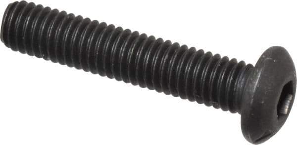 Value Collection - #10-32 UNF Hex Socket Drive, Button Screw - Alloy Steel, Black Oxide Finish, Fully Threaded, 1" Length Under Head - Exact Industrial Supply