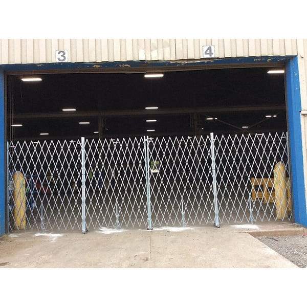 Illinois Engineered Products - 7' High Bi-Parting Folding Gates - Galvanized Steel, Silver - Exact Industrial Supply