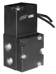 ARO/Ingersoll-Rand - 1/8", 4-Way Stacking Solenoid Valve with Speed Control - 12 VDC, 0.2 CV Rate, 2.4" High - Exact Industrial Supply