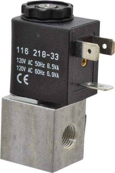 ARO/Ingersoll-Rand - 1/8", CAT Series 3-Way 2-Position Body Ported Stacking Solenoid Valve - 120 VAC, 0.062 CV Rate, 2.43" High - Exact Industrial Supply