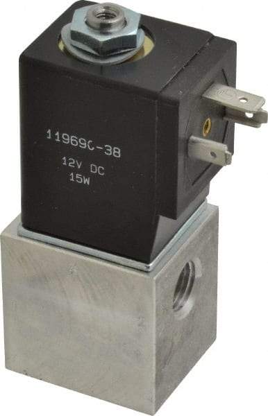 ARO/Ingersoll-Rand - 1/4", CAT Series 3-Way 2-Position Body Ported Stacking Solenoid Valve - 12 VDC, 0.2 CV Rate, 3-1/2" High - Exact Industrial Supply