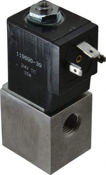 ARO/Ingersoll-Rand - 1/4", CAT Series 3-Way 2-Position Body Ported Stacking Solenoid Valve - 24 VDC, 0.2 CV Rate, 3-1/2" High - Exact Industrial Supply