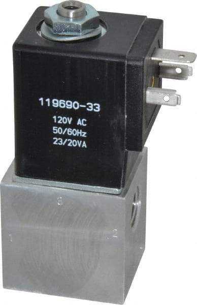 ARO/Ingersoll-Rand - 1/4", CAT Series 3-Way 2-Position Body Ported Stacking Solenoid Valve - 120 VAC, 0.2 CV Rate, 3-1/2" High - Exact Industrial Supply