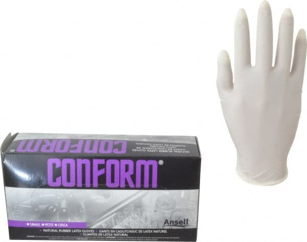 Disposable Gloves: Size Small, 5 mil, Latex, Powdered Natural, 9″ Length, Smooth, FDA Approved