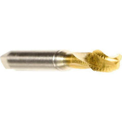 Emuge - M5x0.80 Metric 3 Flute 6HX Modified Bottoming Spiral Flute Tap - Cobalt, TiN Finish, 70mm OAL, Right Hand Flute, Right Hand Thread, Series Rekord D - Exact Industrial Supply