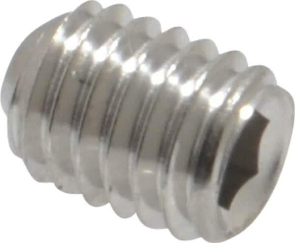 Value Collection - #10-32 UNF, 1/4" OAL, Cup Point Set Screw - Grade 18-8 Stainless Steel, 3/32" Key - Exact Industrial Supply