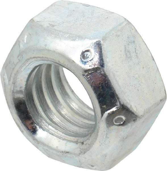 Value Collection - 7/16-14 UNC Grade C Hex Lock Nut with Distorted Thread - 11/16" Width Across Flats, 3/8" High, Cadmium Clear-Plated Finish - Exact Industrial Supply