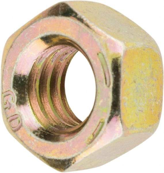 Value Collection - 5/16-18 UNC Steel Right Hand Hex Nut - 1/2" Across Flats, 17/64" High, Zinc Yellow Dichromate Finish - Exact Industrial Supply