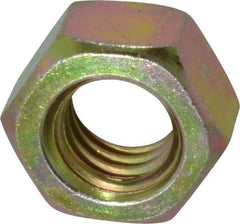 Value Collection - 7/16-14 UNC Steel Right Hand Hex Nut - 11/16" Across Flats, 3/8" High, Zinc Yellow Dichromate Finish - Exact Industrial Supply