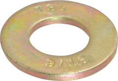 Value Collection - 9/16" Screw, Grade 8 Steel SAE Flat Washer - 19/32" ID x 1-3/16" OD, 3/32" Thick, Zinc Yellow Dichromate Finish - Exact Industrial Supply