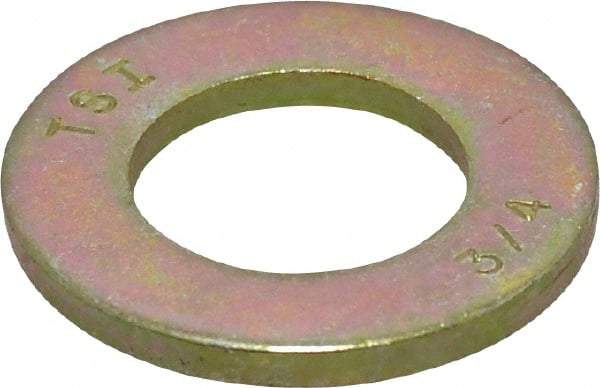 Value Collection - 3/4" Screw, Grade 8 Steel SAE Flat Washer - 13/16" ID x 1-1/2" OD, 9/64" Thick, Zinc Yellow Dichromate Finish - Exact Industrial Supply