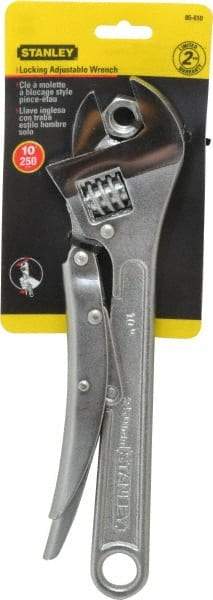 Stanley - 10" Locking Adjustable Wrench - Chrome Vanadium Steel, Chrome Finish - Exact Industrial Supply
