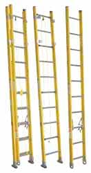 Made in USA - 32' High, Type IA Rating, Fiberglass Extension Ladder - Exact Industrial Supply