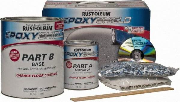 Rust-Oleum - 1 Gal Gloss Gray Water-Based Epoxy - Approximately 250 Sq Ft/Gal Coverage, <100 g/L VOC Content - Exact Industrial Supply