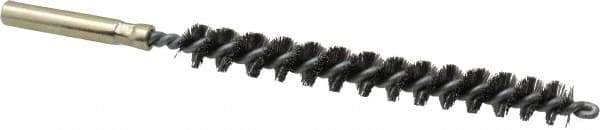 Value Collection - 3/8" Diam Helical Steel Tube Brush - 0.008" Filament Diam, 3-1/8" Brush Length, 5-1/8" OAL, 1/4" Diam Shank - Exact Industrial Supply