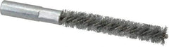 Value Collection - 3/8" Diam Helical Steel Tube Brush - Double Spiral, 0.008" Filament Diam, 2-23/64" Brush Length, 4" OAL, 3/16-24 Female Shank - Exact Industrial Supply
