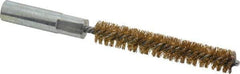 Value Collection - 3/8" Diam Helical Brass Tube Brush - Double Spiral, 0.014" Filament Diam, 2-23/64" Brush Length, 4" OAL, 3/16-24 Female Shank - Exact Industrial Supply