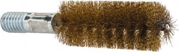 Value Collection - 1" Diam Helical Brass Tube Brush - Double Spiral, 0.012" Filament Diam, 2-23/64" Brush Length, 4" OAL, 1/2-12 Male Shank - Exact Industrial Supply