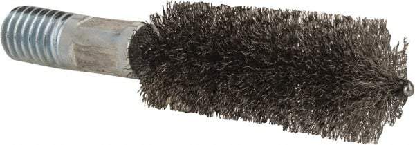 Value Collection - 1" Diam Helical Stainless Steel Tube Brush - Double Spiral, 0.012" Filament Diam, 2-23/64" Brush Length, 4" OAL, 1/2-12 Male Shank - Exact Industrial Supply