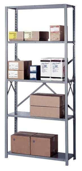 Lyon - 5 Shelf Starter Open Steel Shelving - 1,300 Lb Capacity, 36" Wide x 84" High x 12" Deep, Gray - Exact Industrial Supply