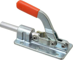 Lapeer - 800 Lb Load Capacity, Flanged Base, Carbon Steel, Standard Straight Line Action Clamp - 6 Mounting Holes, 0.28" Mounting Hole Diam, 1/2" Plunger Diam, Straight Handle - Exact Industrial Supply
