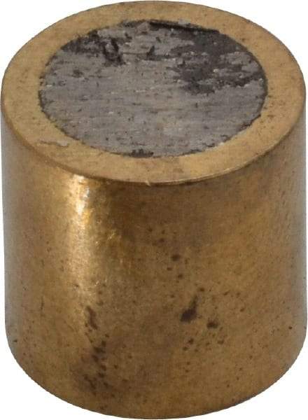 Mag-Mate - 1/2" Diam x 1/2" High, 3-1/2 Lb Average Pull Force, 7 Lb Max Pull Force, Neodymium Rare Earth Shielded Magnet - Brass Shield, 0.062" Shielding Wall Thickness - Exact Industrial Supply