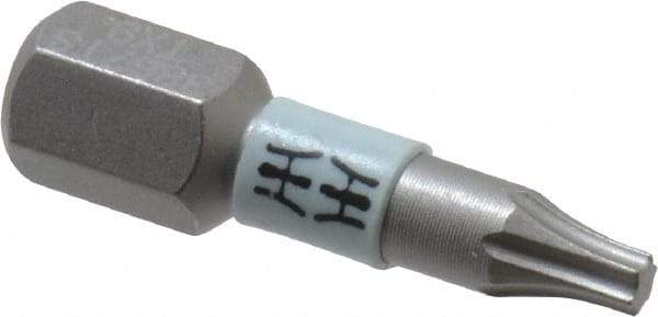 Wera - 1/4" Drive T9 Torx Screwdriver Bit - 1" OAL, Insert Bit - Exact Industrial Supply