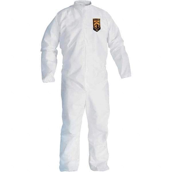 KleenGuard - Size 3XL SMS General Purpose Coveralls - White, Zipper Closure, Open Cuffs, Open Ankles, Serged Seams - Exact Industrial Supply