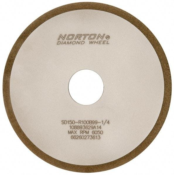 Norton - 6" Diam x 1-1/4" Hole x 1/8" Thick, 150 Grit Surface Grinding Wheel - Diamond, Type 1A1, Very Fine Grade, Resinoid Bond - Exact Industrial Supply