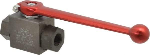 HYDAC - 3/8" Pipe, Carbon Steel Standard Ball Valve - 1 Piece, FNPT x FNPT Ends, Lever Handle, 7,250 WOG - Exact Industrial Supply