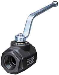 HYDAC - 3/8" Pipe, Carbon Steel Standard Ball Valve - 1 Piece, SAE x SAE Ends, Lever Handle, 7,250 WOG - Exact Industrial Supply
