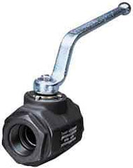 HYDAC - 3/8" Pipe, Carbon Steel Standard Ball Valve - 1 Piece, SAE x SAE Ends, Lever Handle, 7,250 WOG - Exact Industrial Supply
