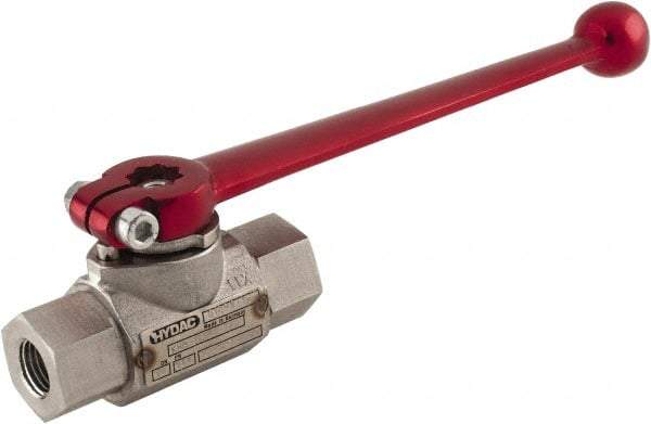 HYDAC - 1/4" Pipe, Stainless Steel Standard Ball Valve - 1 Piece, FNPT x FNPT Ends, Lever Handle, 7,250 WOG - Exact Industrial Supply