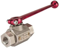 HYDAC - 3/8" Pipe, Stainless Steel Standard Ball Valve - 1 Piece, FNPT x FNPT Ends, Lever Handle, 7,250 WOG - Exact Industrial Supply