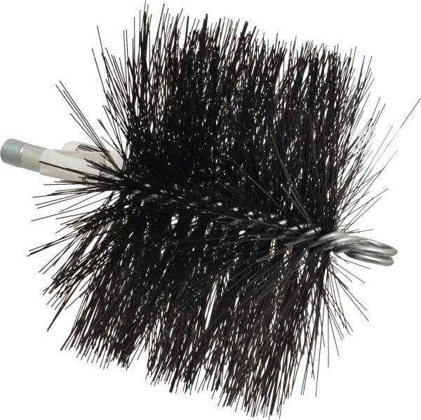 Schaefer Brush - 4-1/2" Brush Length, 6-1/2" Diam, Double Stem, Double Spiral Tube Brush - 7-1/2" Long, Tempered Steel Wire, 1/4" NPT Male Connection - Exact Industrial Supply