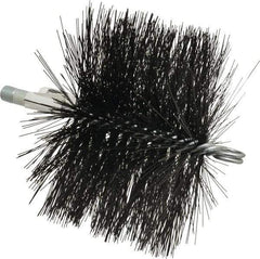 Schaefer Brush - 4-1/2" Brush Length, 6-1/2" Diam, Double Stem, Double Spiral Tube Brush - 7-1/2" Long, Tempered Steel Wire, 1/4" NPT Male Connection - Exact Industrial Supply