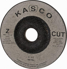 Made in USA - 4-1/2" Wheel Diam, 1/4" Wheel Thickness, 7/8" Arbor Hole, Type 27 Depressed Center Wheel - Zirconia Alumina, 12,000 Max RPM, Compatible with Angle Grinder - Exact Industrial Supply