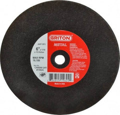 Made in USA - 6" 46 Grit Aluminum Oxide Cutoff Wheel - 1/16" Thick, 1/2" Arbor, 10,186 Max RPM, Use with Circular Saws - Exact Industrial Supply