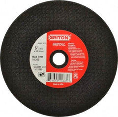 Made in USA - 6" 36 Grit Aluminum Oxide Cutoff Wheel - 1/8" Thick, 5/8" Arbor, 10,186 Max RPM, Use with Circular Saws - Exact Industrial Supply