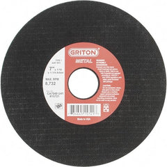 Value Collection - 7" 46 Grit Aluminum Oxide Cutoff Wheel - 1/16" Thick, 1-1/4" Arbor, 8,732 Max RPM, Use with Stationary Tools - Exact Industrial Supply
