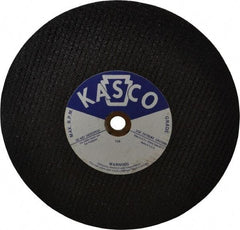 Made in USA - 10" 36 Grit Aluminum Oxide Cutoff Wheel - 1/8" Thick, 5/8" Arbor, 6,500 Max RPM, Use with Stationary Tools - Exact Industrial Supply