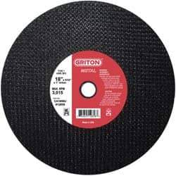 Value Collection - 18" 36 Grit Aluminum Oxide Cutoff Wheel - 5/32" Thick, 1" Arbor, 3,013 Max RPM, Use with Stationary Tools - Exact Industrial Supply