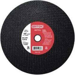 Value Collection - 18" 36 Grit Aluminum Oxide Cutoff Wheel - 5/32" Thick, 1" Arbor, 3,013 Max RPM, Use with Stationary Tools - Exact Industrial Supply