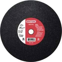 Made in USA - 20" 36 Grit Aluminum Oxide Cutoff Wheel - 5/32" Thick, 1" Arbor, 2,710 Max RPM, Use with Stationary Tools - Exact Industrial Supply